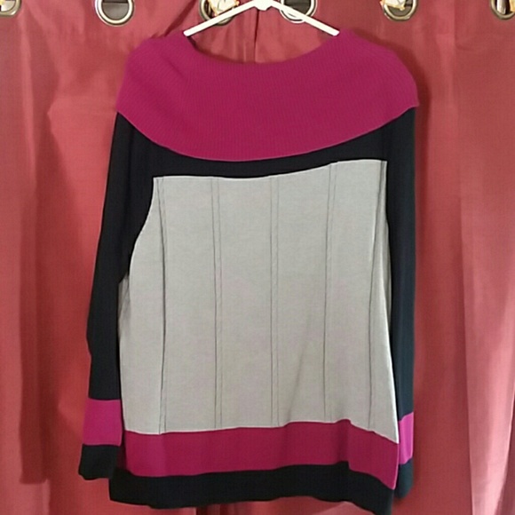 CJ Banks Sweaters - Cowl.neck sweater  purple grey and black 1x plus